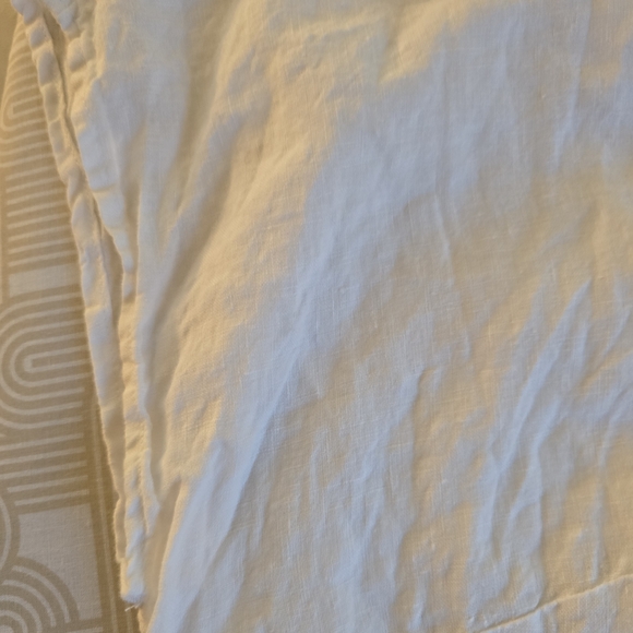 Talbots XL Linen White Blouse with Blue Stripes, Cap Sleeve - Picture 7 of 12